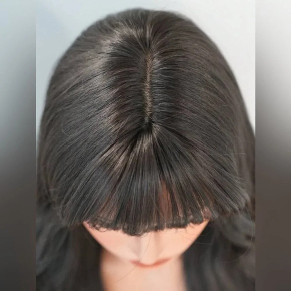 26 Inch Long Wave Curly Black Wig with Bangs density 200% BOUTIQUE - Picture 3 of 12